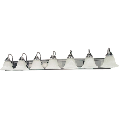Nuvo Lighting 60/290  Ballerina - 7 Light - 48" - Vanity with Alabaster Glass Bell Shades in Polished Chrome Finish